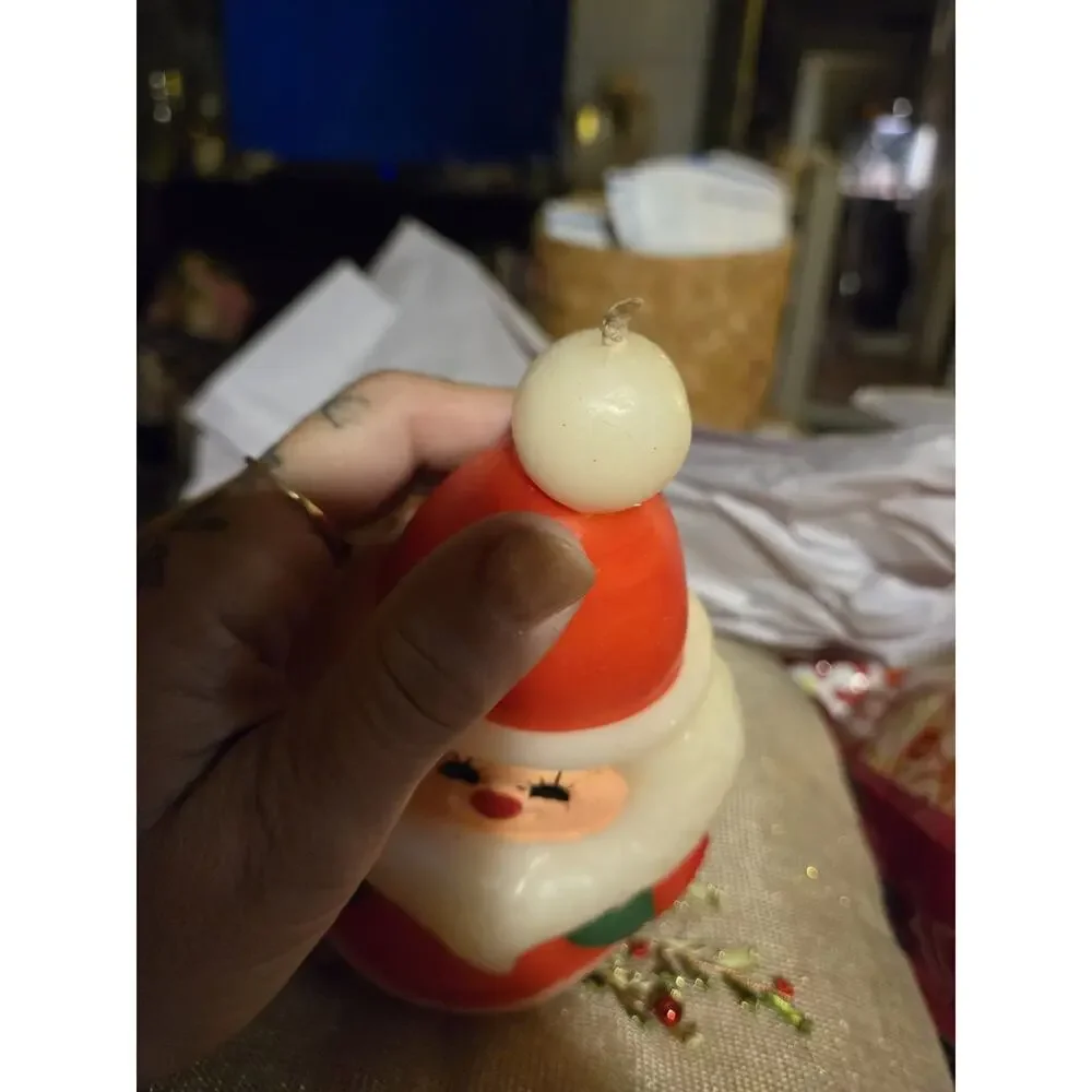 Hallmark Santa Claus Candle Jolly Design 1980s Vintage Made In Hong Kong